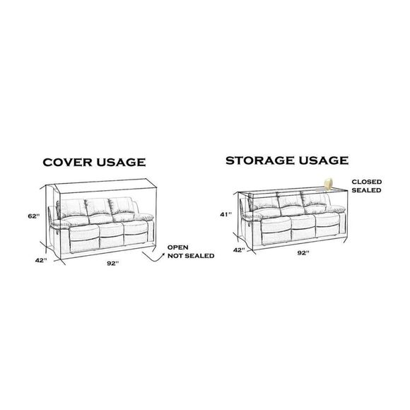 New Wowfit Furniture Cover Plastic Bag (Sofa) 92W x 42D x 62/41H Inches Storage - Picture 3 of 5